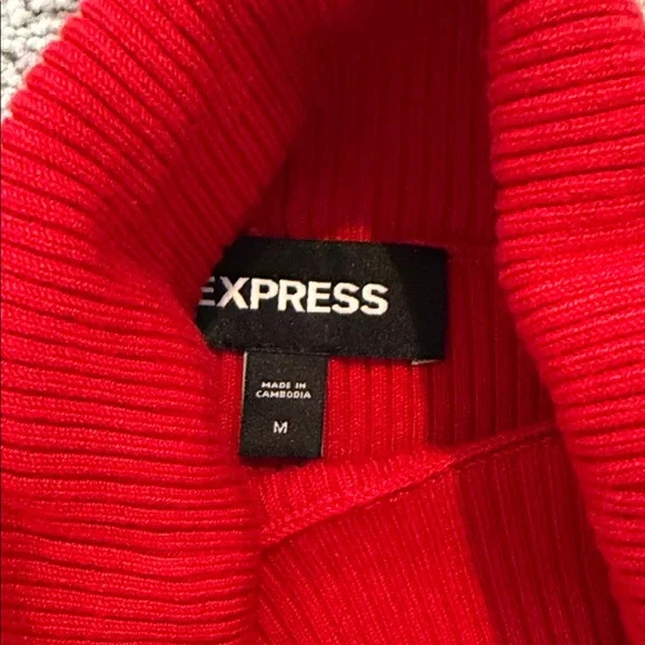 Express Red Turtleneck Sweater Dress - Picture 4 of 4